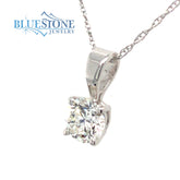 14 Karat White Gold Four Prong Pendant with One 5mm x 3.1mm Round 0.49